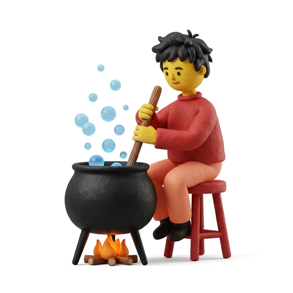 Under Construction Cauldron Illustration